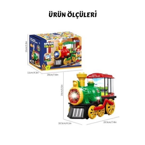 Sesli Işıklı Buhar Çıkaran Çarp Dön Tren 19 cm - Buhar Çıkaran Sesli Müzikli Çarp Dön Tren