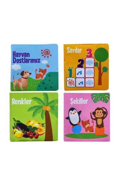 Babycim Bebeğimin İlk Kitap Seti Hışırtılı Bez Kitap 4 Çeşit