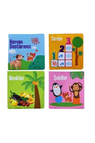 Babycim Bebeğimin İlk Kitap Seti Hışırtılı Bez Kitap 4 Çeşit