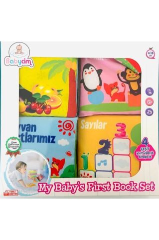 Babycim Bebeğimin İlk Kitap Seti Hışırtılı Bez Kitap 4 Çeşit
