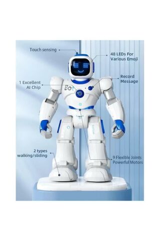 Ses Kontrollü Bluetoothlu & Şarjlı Konuşan Aktivite Eğlence Robotu
