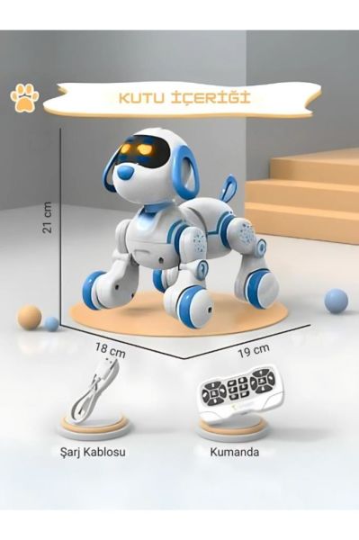 Uzaktan Kumandalı Çok Fonksiyonlı Akllı Aktivite & Eğlence Robot Köpek
