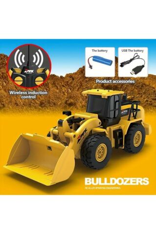 Uzaktan Kumandalı Buldozer Şarj Edilebilir 6 Kanallı Tam Fonksiyonlu Rc Kamyon Traktör 2.4G Oyuncak