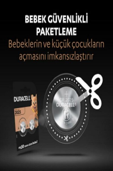 Duracell Özel 2025 Lityum Düğme Pil 3V, 2’li paket (CR2025)