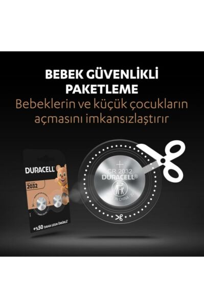Duracell Özel 2032 Lityum Düğme Pil 3V, 2’li paket (DL2032/CR2032)
