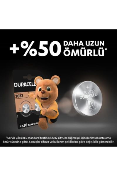 Duracell Özel 2032 Lityum Düğme Pil 3V, 2’li paket (DL2032/CR2032)