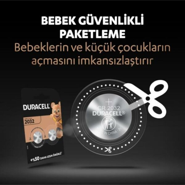 Duracell Özel 2032 Lityum Düğme Pil 3V, 2’li paket (DL2032/CR2032)
