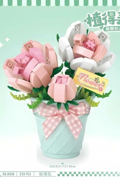 Mikro Blok Saksılı Gül Çiçeği 230 Parça 8836