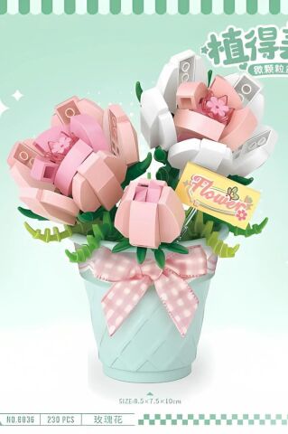 Mikro Blok Saksılı Gül Çiçeği 230 Parça 8836
