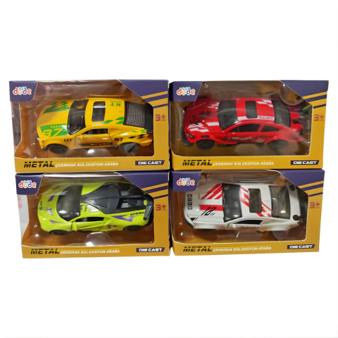 1:43 Çek Bırak Metal Araba Tekli Kutu