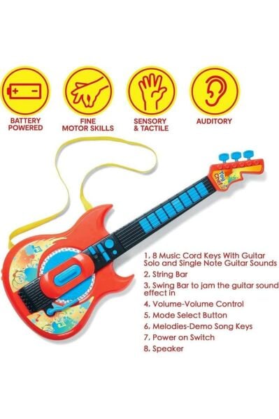 Elektrikli Müzik Gitar Oyuncak Oyun Seti Işıklı ve Sesli Erkek Kız Çocuklar İçin