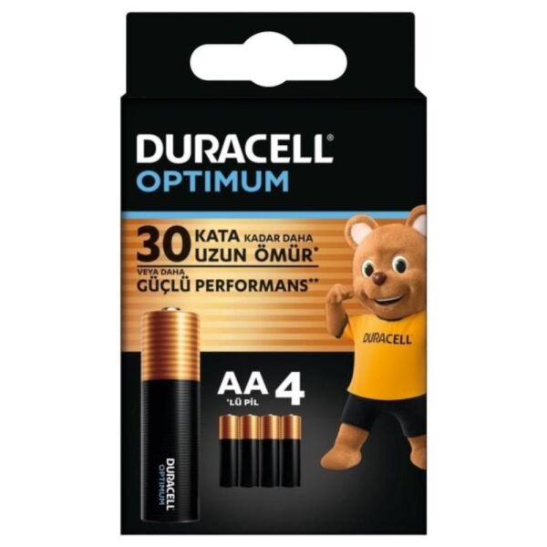 Duracell Optimum Aa Alkalin Kalem Pil, 1,5 V Lr6/mn1500, 4’lü Paket