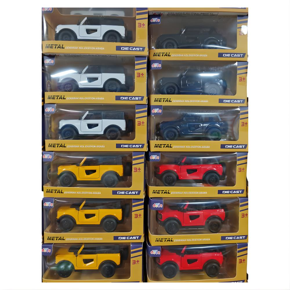 1:36 Çek Bırak Araba Metak Cip Tekli Kutu