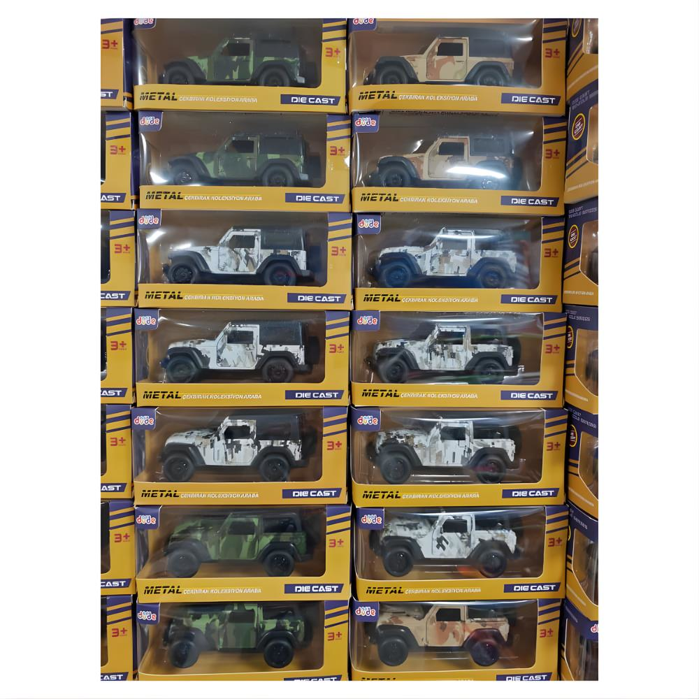 1:36 Çek Bırak Araba Metal Off Road Cip Kamuflajlı