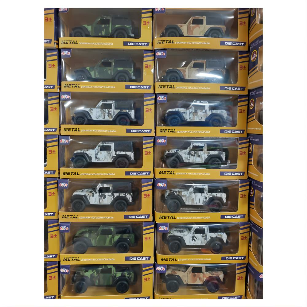 1:36 Çek Bırak Araba Metal Off Road Cip Kamuflajlı