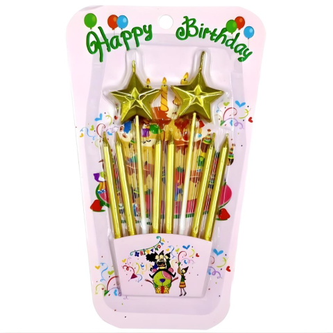 2'li Çubuklu Yıldız Gold Mum