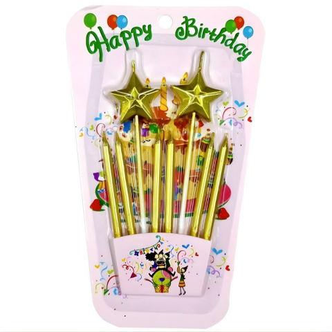 2'li Çubuklu Yıldız Gold Mum