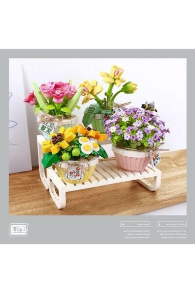 Mikro Yapı Blok İnşa Edilebilen Saksıda Çiçekli Kutlama Hediyesi 543 Parça