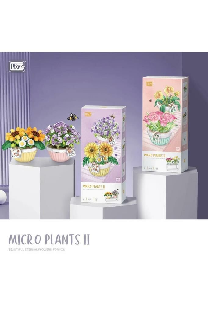 Mikro Yapı Blok İnşa Edilebilen Saksıda Çiçekli Kutlama Hediyesi 543 Parça