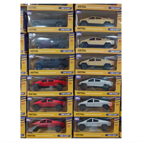 Kutulu 1:36 Çek Bırak Araba Metal Cyber Truck