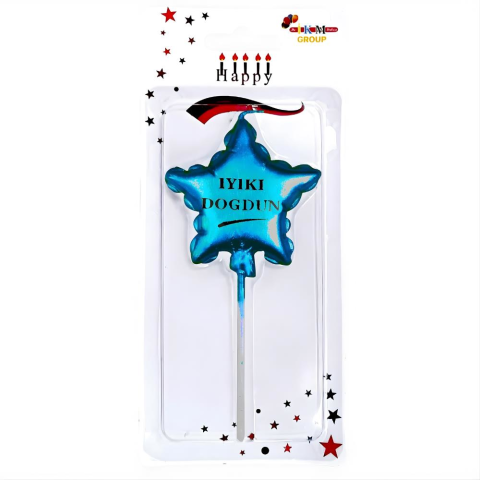 İyi ki Doğdun Yıldız Mavi Mum