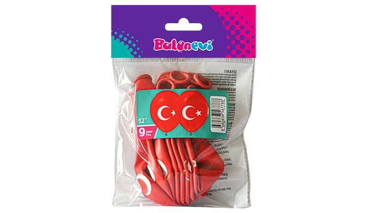 Ayyıldız Baskılı 12''  Balon 9'lu