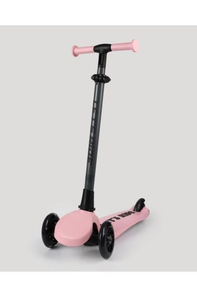 Let's Ride Two Işıklı Katlanabilir 3 Tekerlekli Scooter Pembe