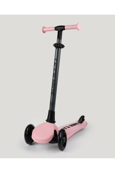 Let's Ride Two Işıklı Katlanabilir 3 Tekerlekli Scooter Pembe