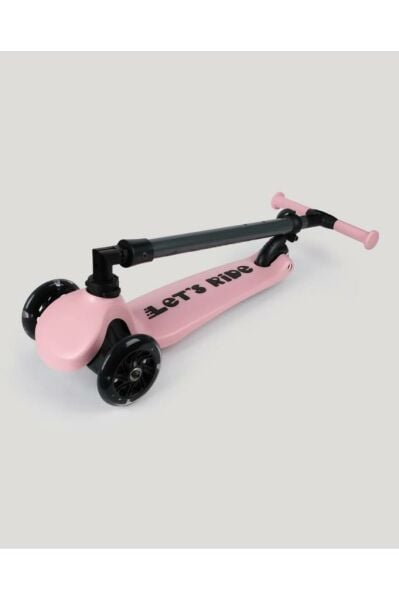 Let's Ride Two Işıklı Katlanabilir 3 Tekerlekli Scooter Pembe