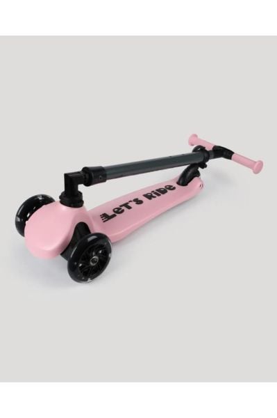Let's Ride Two Işıklı Katlanabilir 3 Tekerlekli Scooter Pembe