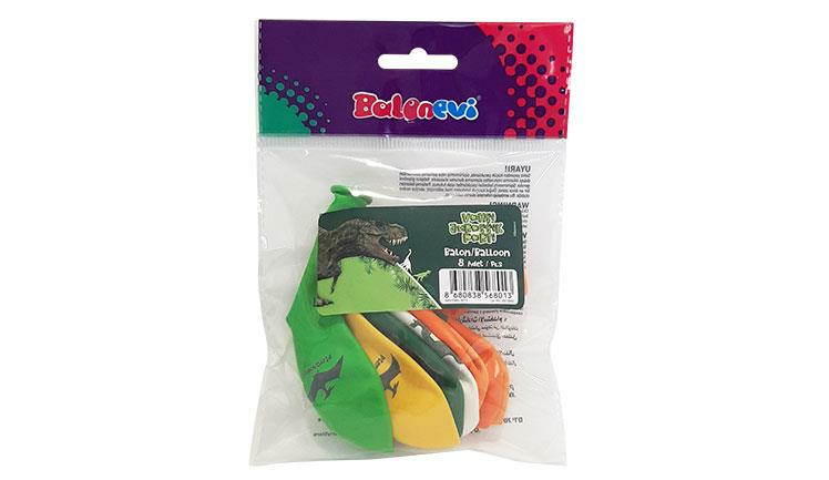 4+1 VAHŞİ JURASSIK PARTİ BAS. 12'' PASTEL BALON 8 Lİ