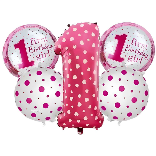 1 Yaş Folyo Balon Set Pembe