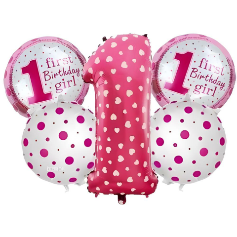 1 Yaş Folyo Balon Set Pembe