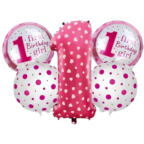 1 Yaş Folyo Balon Set Pembe
