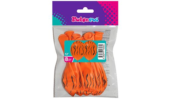 Çepeçevre Kaplan Bask. Turuncu 12 '' Balon 8'li