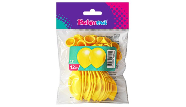 12'' METALİK SARI BALON 12 Lİ