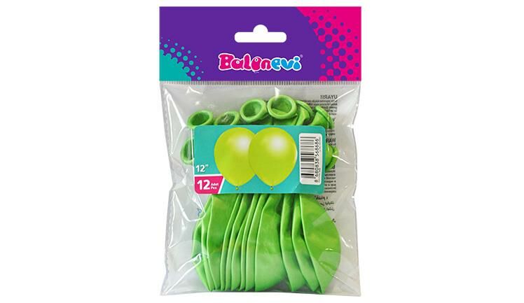 12'' METALİK AÇIK YEŞİL BALON 12 Lİ