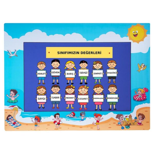 Tatil Temalı Ahşap Anaokulu Kreş Pano