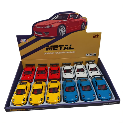 12 Cm Orta Boy Metal Model Araba Yaylı Üç Kapılı Spor Araba