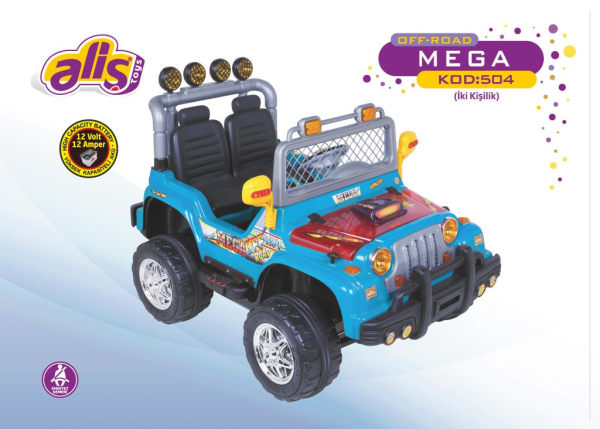 Mega Çift Kişilik 12 Volt Uzaktan Kumandalı Akülü Jeep