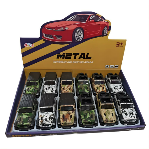 1:36 Çek Bırak Araba Metal Off Road Cip Kamuflajlı