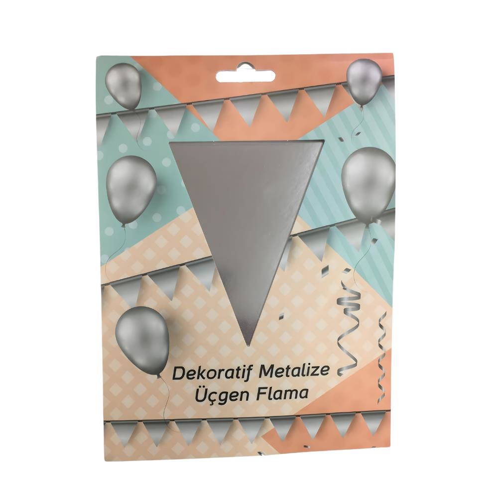 Flama Üçgen Dekoratif Metalik Gümüş