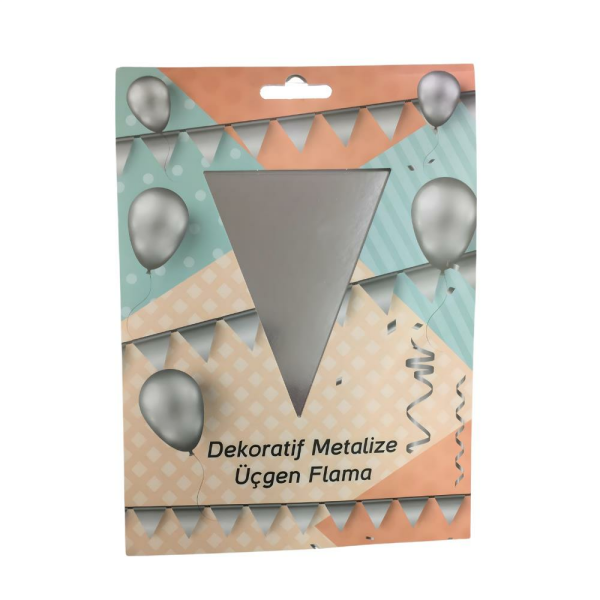 Flama Üçgen Dekoratif Metalik Gümüş