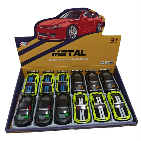 12 Cm Orta Boy Metal Model Araba Yaylı Üç Kapılı Spor Araba