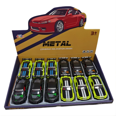 12 Cm Orta Boy Metal Model Araba Yaylı Üç Kapılı Spor Araba