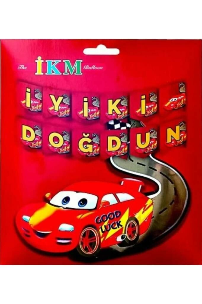 Büyük Banner Kırmızı Araba İyi ki Doğdun Uzar Yazı