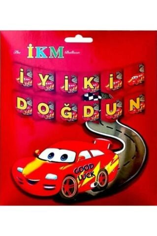 Büyük Banner Kırmızı Araba İyi ki Doğdun Uzar Yazı