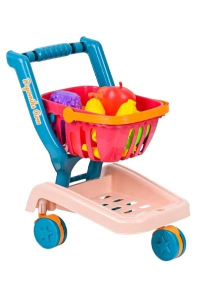 12 Parça Meyve Sebze Aksesuarlı Market Arabası