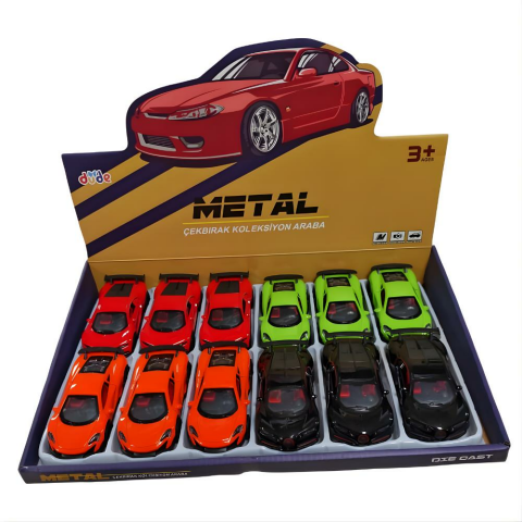 12 Cm Orta Boy Metal Model Araba Yaylı Üç Kapılı Spor Araba