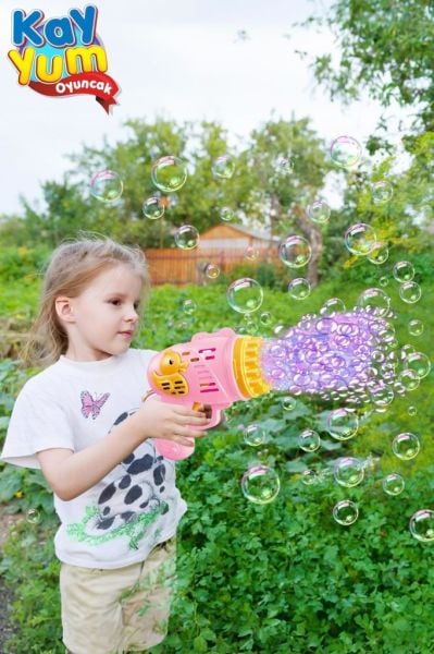 Kayyum Oyuncak Duck Çok Delikli Pilli Köpük Atan Tabanca Oyuncağı 23 Delikli Bubble Gun